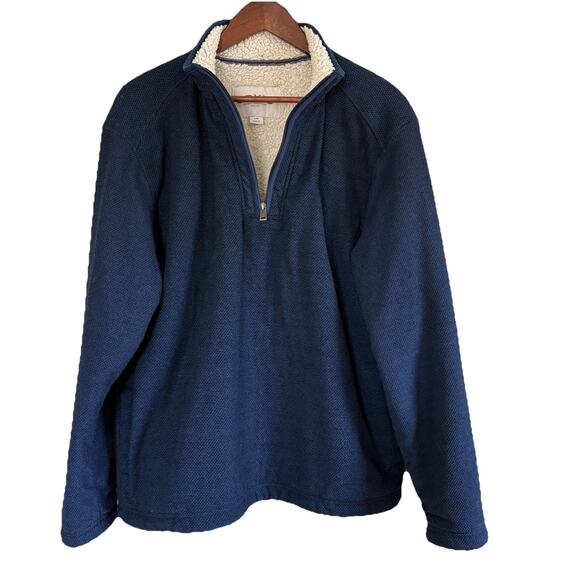 Orvis Brighton Sherpa Lined Blue 1/4 Zip Pullover Jacket w/Pockets Men’s Large - Picture 1 of 14